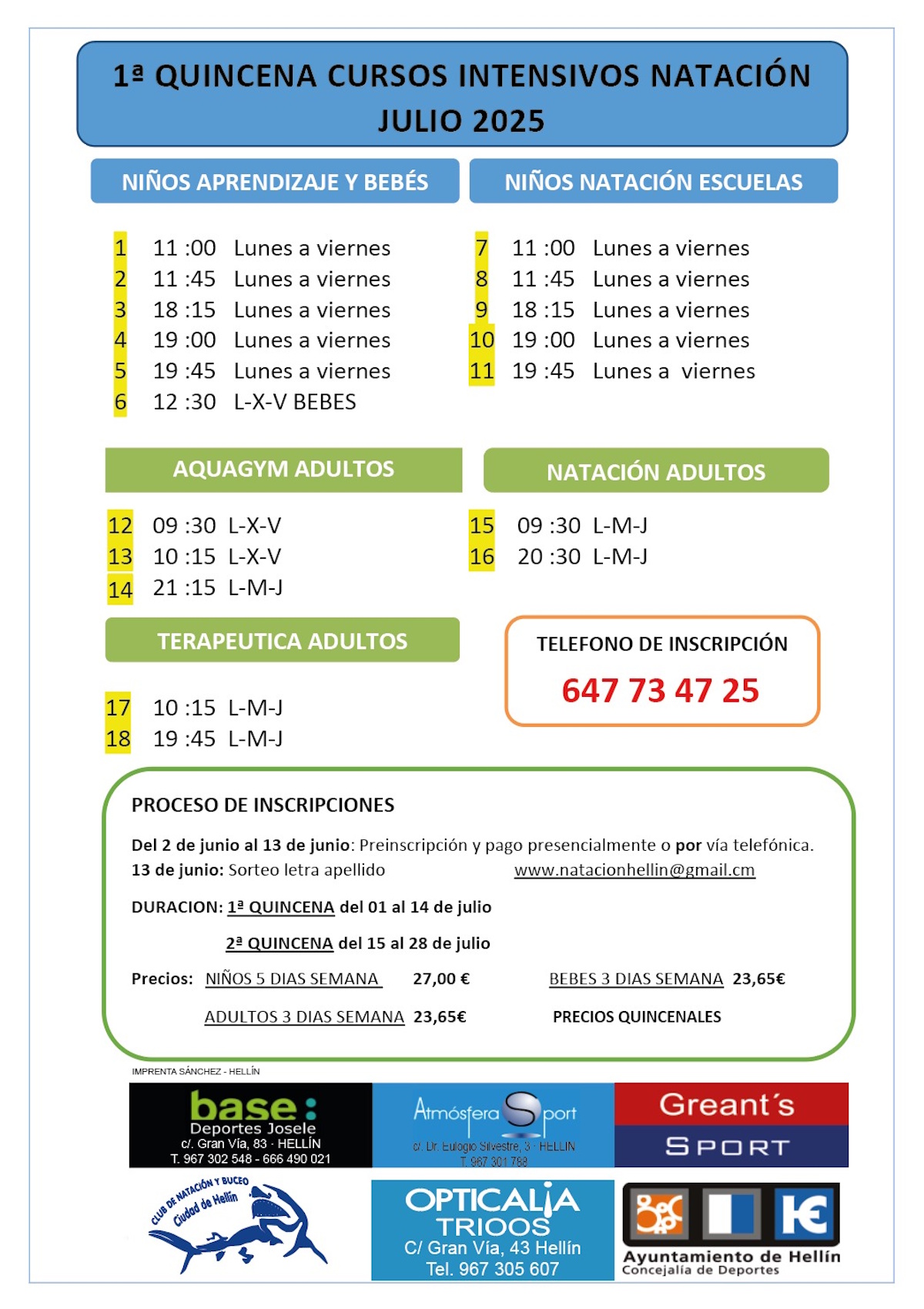 Club de natación 1º quincena