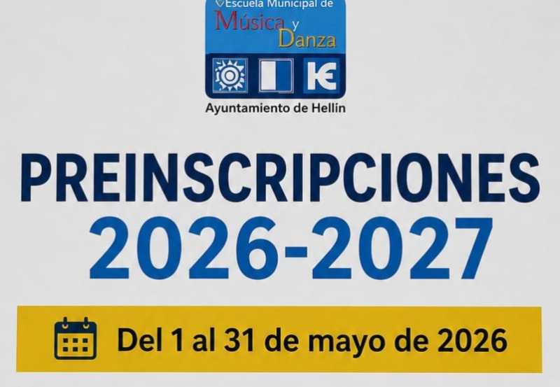 Preinscripci&oacute;n en Escuela de M&uacute;sica y Danza de Hell&iacute;n (Curso 2026/2027)